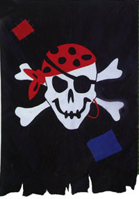 View Tattered Jolly Roger Applique Flag 28"x40" - 52767A