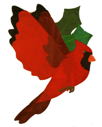 View Cardinal and Holly Applique Flag 32"x40" - 52886A