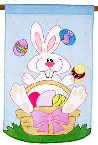View Juggling Bunny Applique Garden Flag 11.5"x18" - 62363
