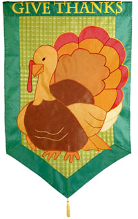 View Elegant Turkey Applique Garden Flag 11.5"x18" - 70802