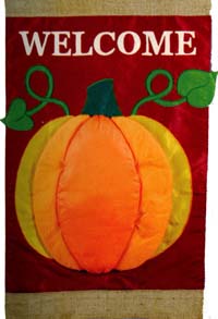View Pumpkin Welcome Applique Flag 28"x44" - 71390