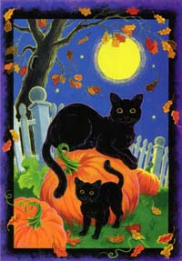 View Black Cat and Kitten Impressions Flag 28"x40" - 71420
