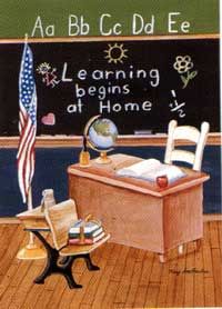 View Learning Begins at Home School time Flag 28x40" - 9199CD