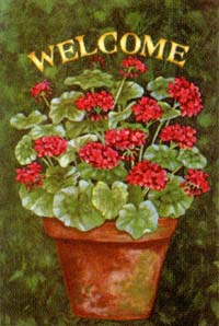 View Geranium Welcome Garden Flag 12.5"x18" - 9233MCD