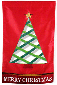 View Woven Christmas Tree Applique Flag 28"x44" - 92447