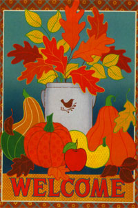 View Welcome Fall Crock Flag 28"x40" - 9417CD