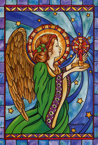 View Stained Glass Angel Flag 28"x40" - 9427CD