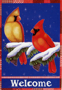 View Welcome Winter Cardinal Flag 28"x40" - 9428CD