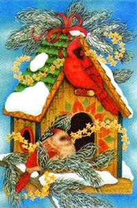 View Cardinals & Birdfeeder Flag 28"x40" - 9439CD