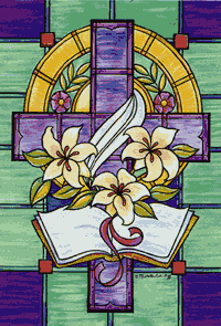 View Stained Glass Cross Garden Flag 12"x16" - 9453MCD