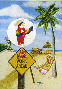 View No Work Ahead ***3-D*** Flag 28"x40" - 9545CD