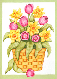 View Tulips in Basket Flag 28"x40" - 9561CD