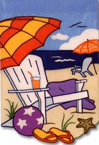 View Beach Scene Applique Flag 28"x40" - 9627CD