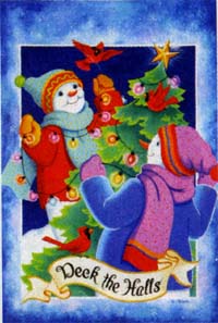 View Tree Trimming Snowman Flag 28"x40" - 9672CD