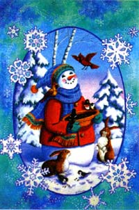 View Birdfeeder Snowman Flag 28"x40" - 9674CD