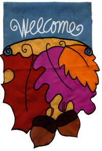 View Welcome Leaves Applique Garden Flag 13"x18" - 9729MCD