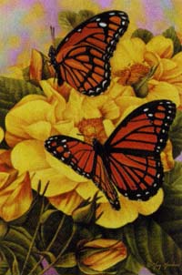 View Butterfly & Yellow Roses Garden Flag 12.5"x18" - 9796MCD