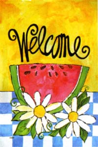 View Watermelon Welcome Flag 28"x40" - 9805CD
