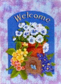 View Welcome Spring Pansy Flag 28"x40" - 9840CD