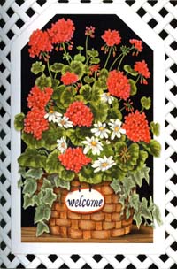 View Geranium & Lattice Flag 28"x40" - 9841CD