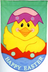 View Happy Easter Chicks Applique Flag 28"x40" - 9846CD