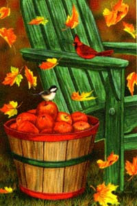 View Adirondack Chair & Apples Garden Flag 12"x18" - 9897MCD