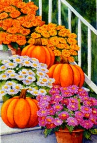 View Mums & Pumpkins Flag 28"x40" - 9930CD