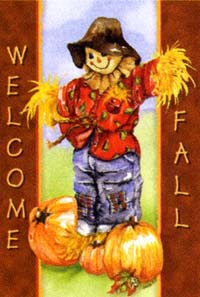 View Welcome Fall Scarecrow Garden Flag 12.5"x18" - 9936MCD