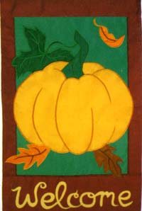View Pumpkin Welcome Applique Flag 28"x40" - 9950CD