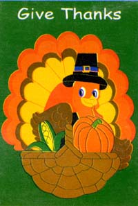View Turkey Give Thanks Flag 28"x44" - C00561EG