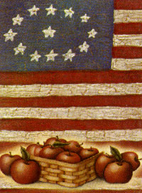 View Stars Stripes and Apples Flag 27"x40" (100% all weather polyester, mildew & fade resistant, sunlight resistant) - FL322