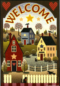 View Colonial Houses Welcome Flag 24"x36" - JFL029L