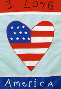 View I Love America Applique Flag 28"x40" - T2437