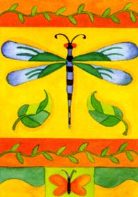 View Patchwork Dragonfly Flag 28"x40" - T7082