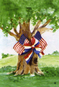 View Patriotic Oak Tree Flag 28"x40" - T7096