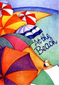 View Beach Umbrellas Flag 28"x40" - T8043