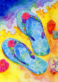 View Beach Flip Flops Flag 28"x40" - T9192