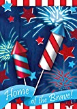 View Toland Home Garden Home Of The Brave 28 x 40 Inch Decorative Patriotic Summer July 4 Firework USA House Flag - 