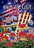 View Morigins Bless The USA Patriotic Pansies Double Sided House Flag,USA House Yard Flag, Decorative Outdoor 4th of July Flag 28 x 40 Inch - 