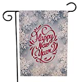 View Capsceoll Garden Flag Outdoor 12.5X18 Inch Double Sided Red Ribbon Happy New Year Calligraphy Snowflake Art - 