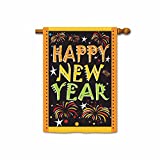 View KafePross Ribbon and Star Decorative Happy New Year House Flag 28"x40" - 