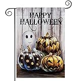 View Spooky Ghost Happy Halloween Garden Flag, hogardeck 12.5x18 Inch Vertical Double Sided Polka Dot Jack O Lantern Yard Flag, Halloween Decorations Outdoor, Rustic Farmhouse Decor for Seasonal Holiday - 