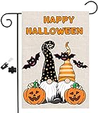 View Thanksgiving Day Gnome Garden Flag Welcome Halloween Winter Flags Festive Lantern Bat Spider Web Yard Flag Vertical Double Sided Farmhouse Burlap Outdoor Decor(01, 12 x 18 - 