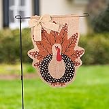 View Thanksgiving Garden Flags Burlap Turkey Fall Harvest Garden Yard Flags for Outdoor Party Favor Lawn Yard Seasonal Door Decorations (Style C Turkey) - 