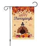 View Fall Thanksgiving Small Garden Flag 12x18 Inch Vertical Double Sided For Outside Burlap Happy Thanksgiving Turkey House Yard Decoration - 