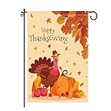 View Thanksgiving Garden Flag - 1 Set Thanksgiving Day Double-Sided Burlap Garden Flag 12 x 18 inches - 