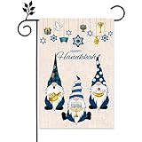 View Happy Hanukkah Garden Flag Burlap Buffalo Plaid Gnomes Flag Vertical Double-Side Jewish Hanukkah Star Menorah Dreidel Outdoor Yard Flags for Winter Theme Parties Holidays Decorations 11.8 x 17.7 Inch - 