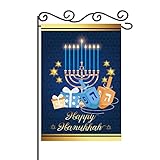 View MEFENG Happy Hanukkah Garden Flag - Menorah Star of David Chanukah Decorations - Jewish Holiday Outdoor Decor - Gift for Hanukkah Day House Decorations - Double Sided Flag-12 x 18 Inch - 