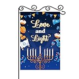 View MEFENG Love and Light Garden Flag - Happy Hanukkah Outdoor Decor - Jewish Holiday Yard Flag - Jewish Holiday Home Decorations - Double Sided Flag-12 x 18 Inch - 