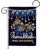 View  Roll over image to zoom in        Ornament Collection Peace Love Happiness Garden Flag Winter Hanukkah Candle Bonsai Menorah Jewish Chanukah David House Decoration Banner Small Yard Gift Double-Sided, 13"x 18.5" - 